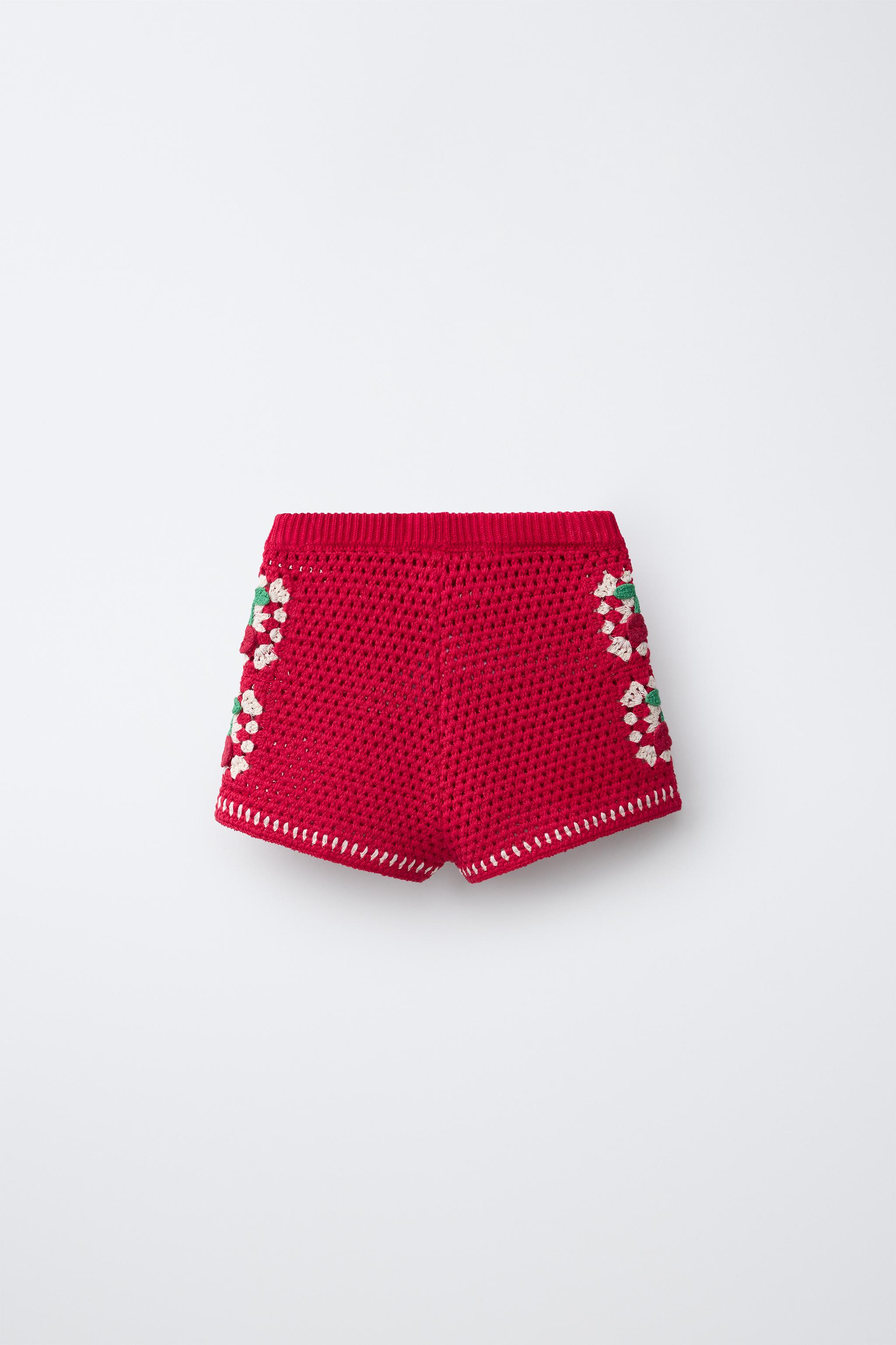 CHERRY CROCHET KNIT SHORTS